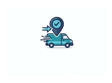 Ilustración de un vehículo de entrega en camino